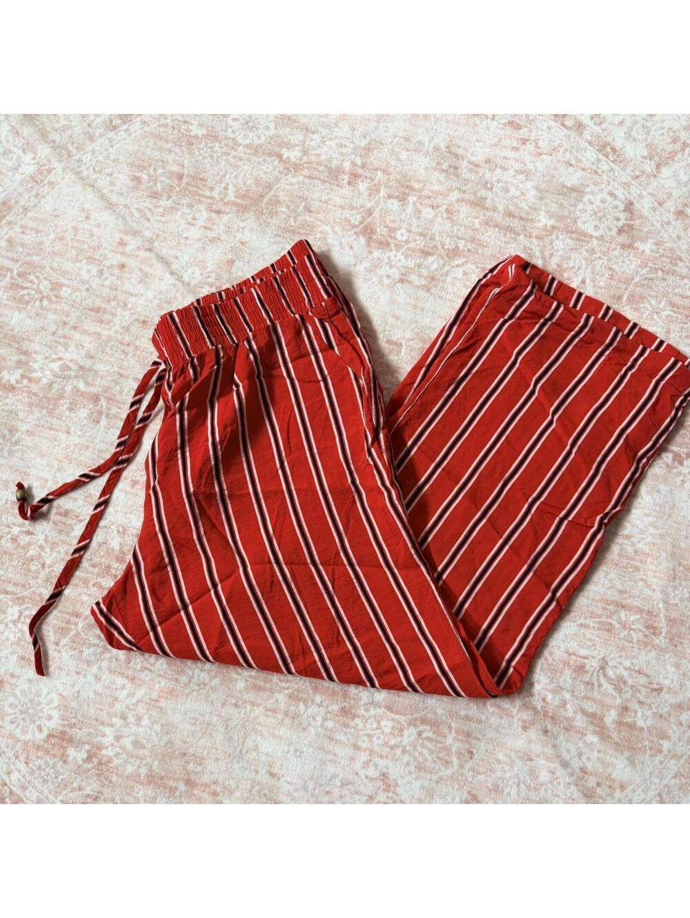 SoHo Apparel Red Striped Wide Leg Pants